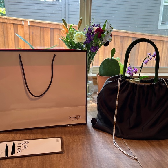 2008 Coach bag, tan with green leather trim, gently used - Picture 2 of 15